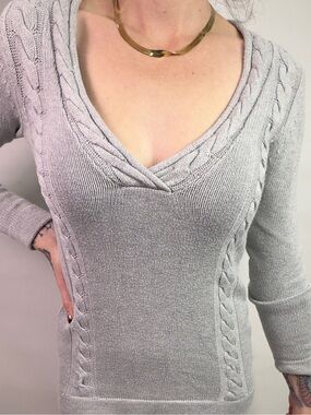 Banana Republic Knit Sweater Tunic | Size Small | Gray Neutral Y2K 2000s